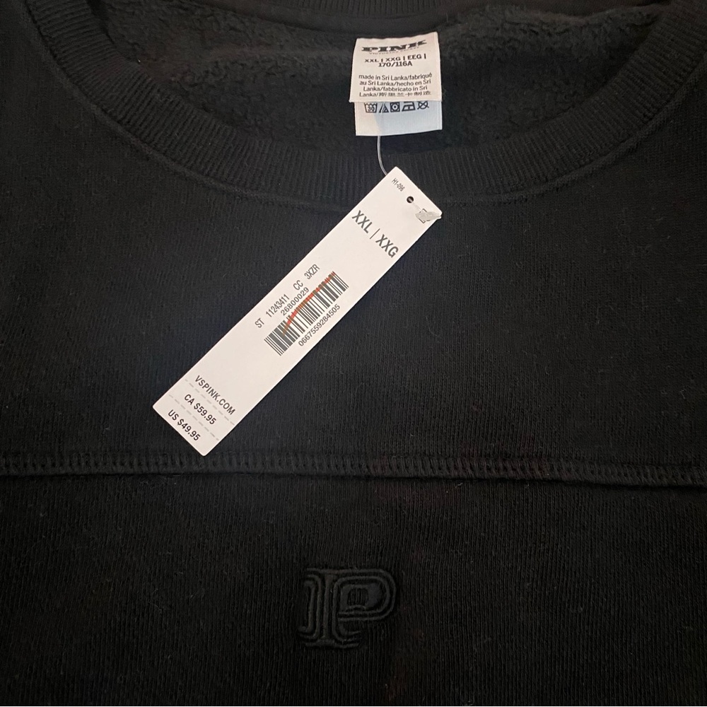 PINK Victoria's Secret Men’s Black Crewneck Sweatshirt with Subtle Embroidery - Picture 5 of 6